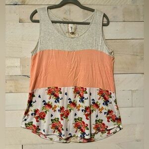 Women’s floral color block with lace back top